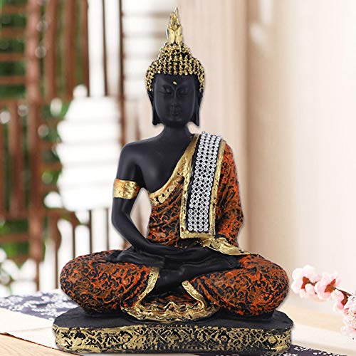 MARINER'S CREATION Polyresin and Marble Dust Buddha Statue, 15X7X20 cm, Black - Image 1