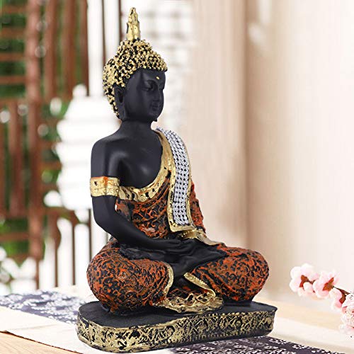 MARINER'S CREATION Polyresin and Marble Dust Buddha Statue, 15X7X20 cm, Black - Image 3