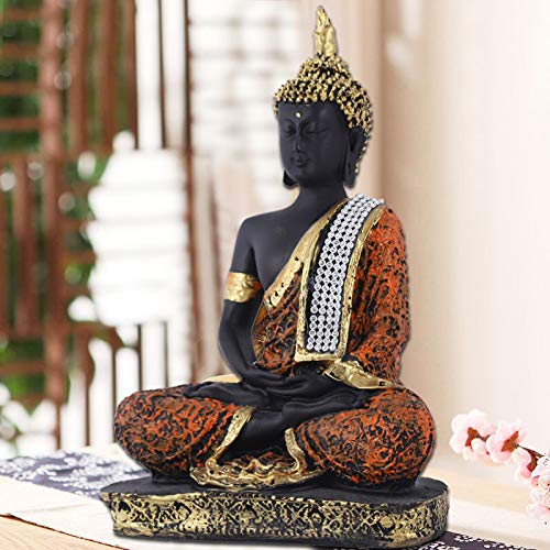 MARINER'S CREATION Polyresin and Marble Dust Buddha Statue, 15X7X20 cm, Black - Image 2