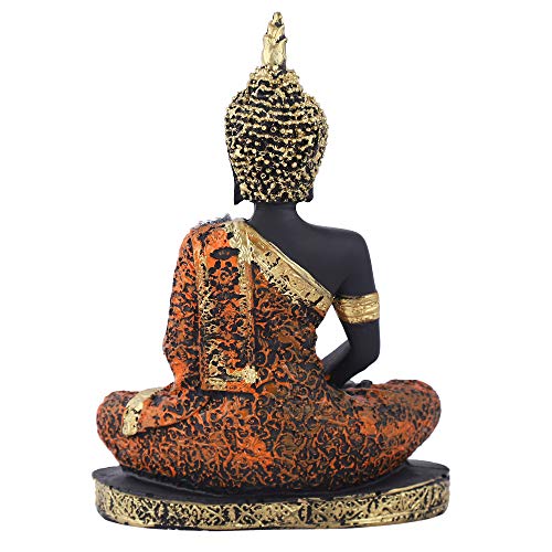 MARINER'S CREATION Polyresin and Marble Dust Buddha Statue, 15X7X20 cm, Black - Image 5