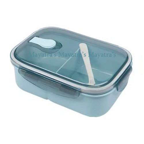 Mayatra's Lunch Box for Office 2 Compartment Plastic Lunch Box Air Tight Leakproof Tiffin Box for Children (Multicolor/600ml) - Image 1