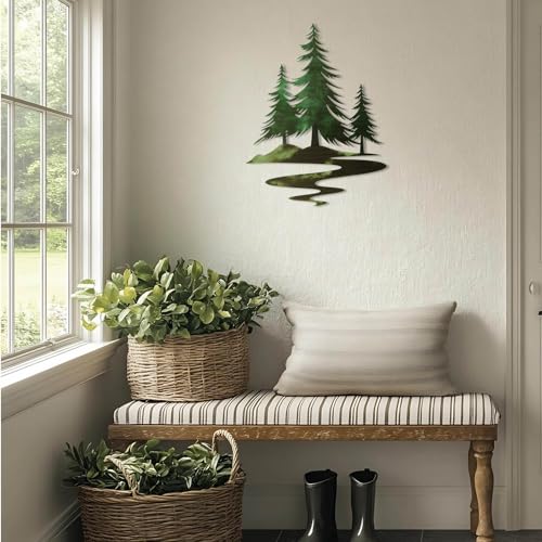 TYLCC Metal Pine Tree Wall Art Rustic Cedar Tree Wall Decor for Living Room Office Farmhouse, Forest Nature Lovers Gift, Forest Green - Image 5