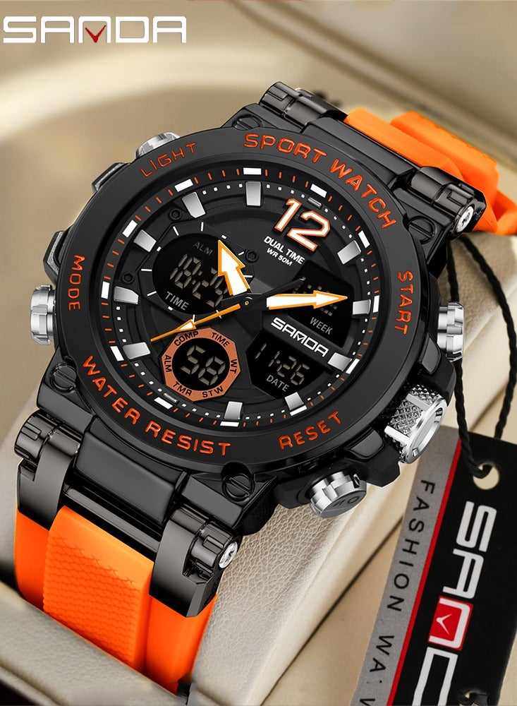 Sanda Men's Electronic Watch Sports Multi functional Waterproof Alarm Clock Night Light LED Fashion Men's Electronic Watch - Image 1