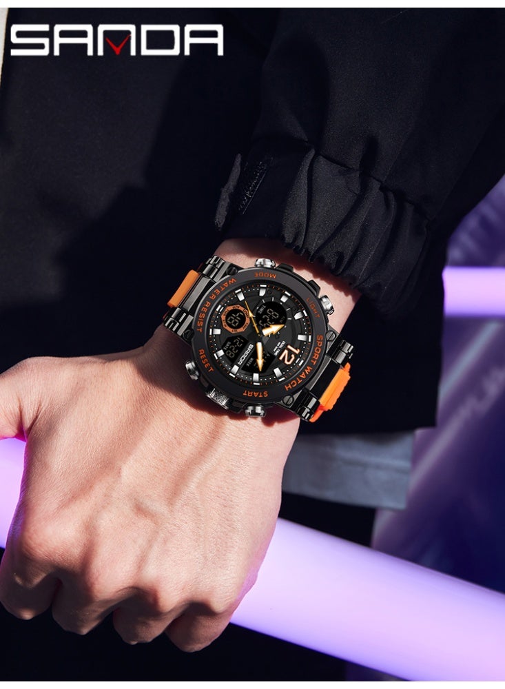 Sanda Men's Electronic Watch Sports Multi functional Waterproof Alarm Clock Night Light LED Fashion Men's Electronic Watch - Image 2