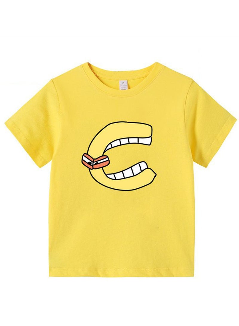 Cartoon Letter Legend 3D digital printing personalized breathable children's T-shirt