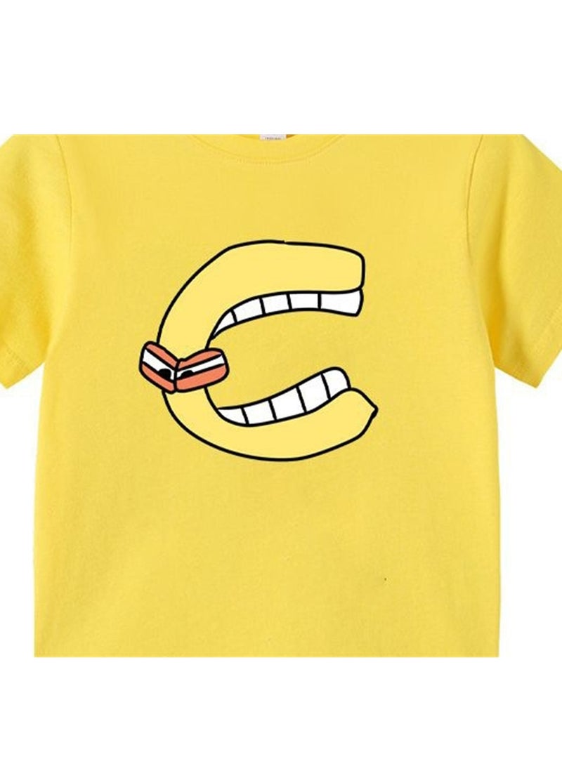 Cartoon Letter Legend 3D digital printing personalized breathable children's T-shirt