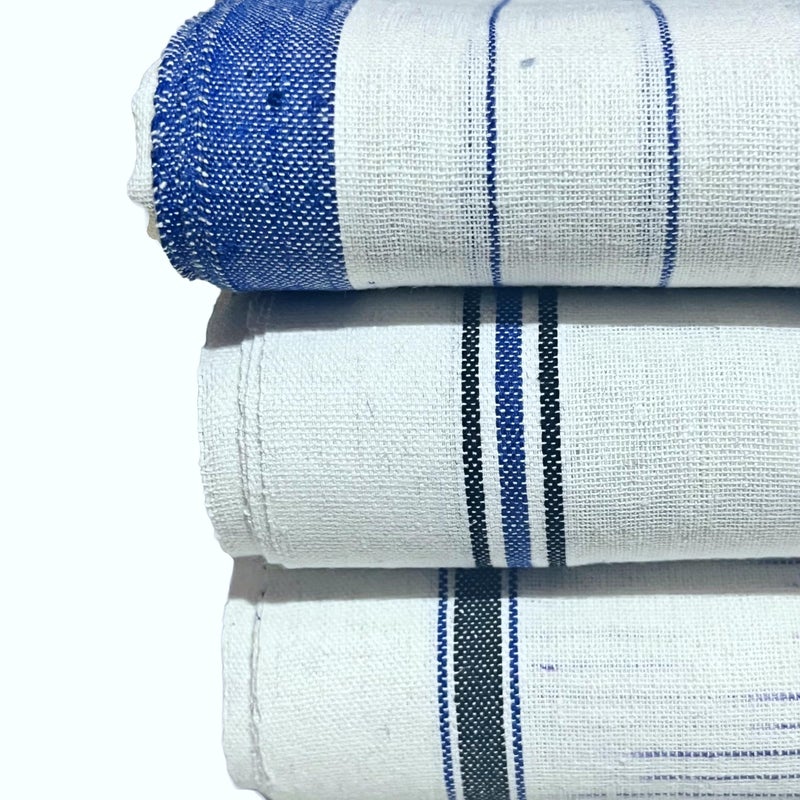 Mk weaves 100% Handloom Cotton Bath Towel Gamcha White (300 GSM / 78x165 CM) for Men & Women Pack of 3 - Image 2