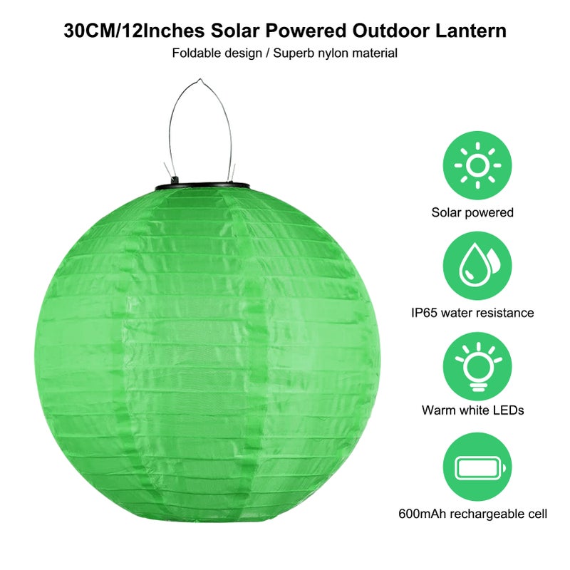 Solar Operated LEDs Outdoor Lantern Hanging Light Decorative Lantern 300mm/ 12inches IP65 Water Resistance Built-in 600mAh Rechargeable Cell for Garden Yard Patio Wedding Party Decoration - Image 2