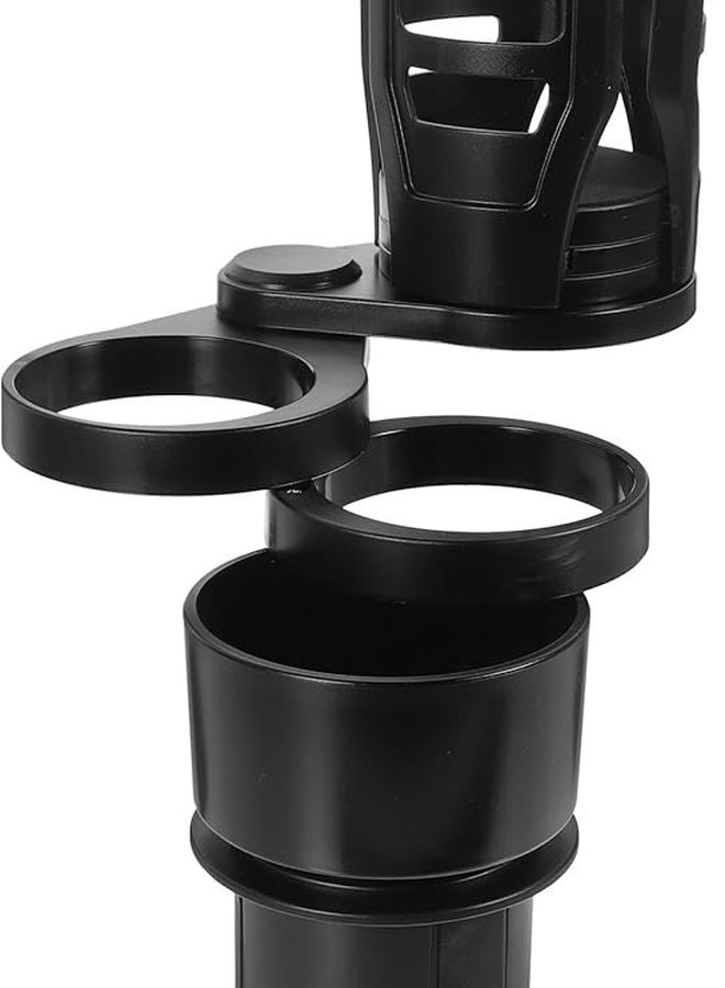 360 Rotation Retractable Car Cup Holder Expander Black Universal Auto Drink Bottle Holder - Image 1