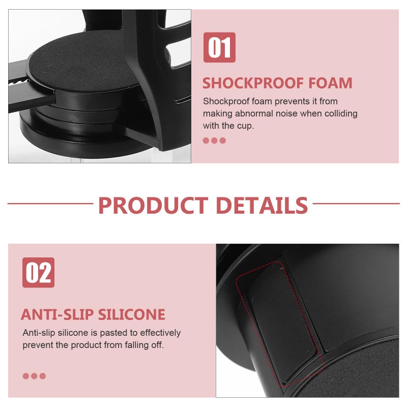360 Rotation Retractable Car Cup Holder Expander Black Universal Auto Drink Bottle Holder - Image 5
