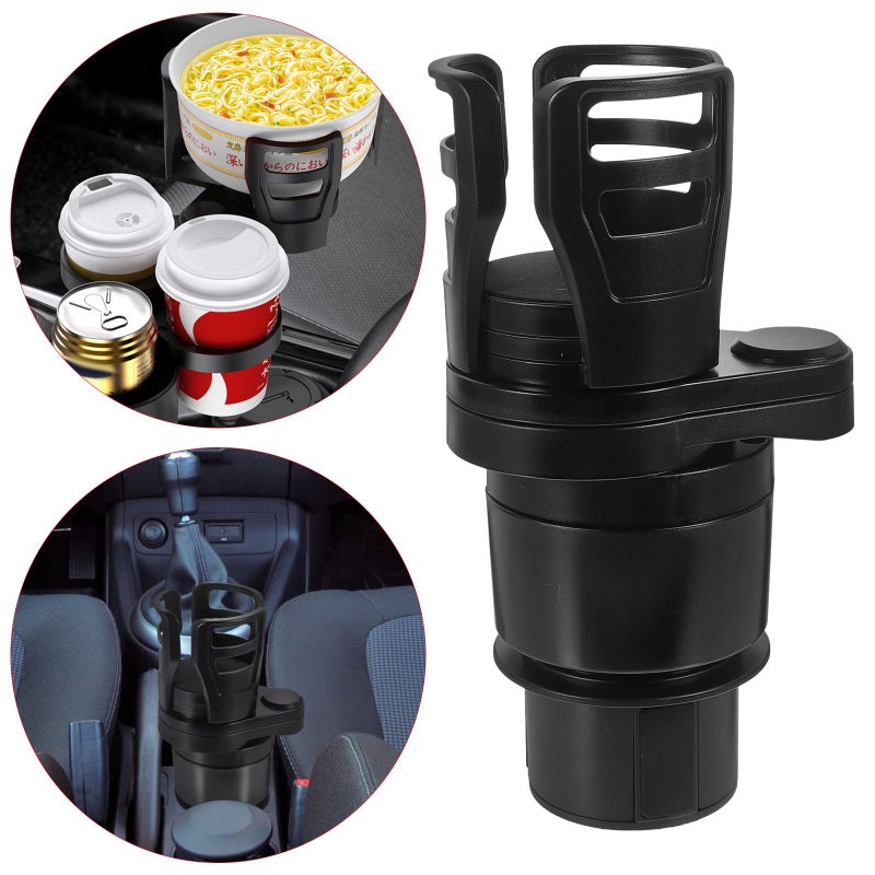 360 Rotation Retractable Car Cup Holder Expander Black Universal Auto Drink Bottle Holder - Image 4