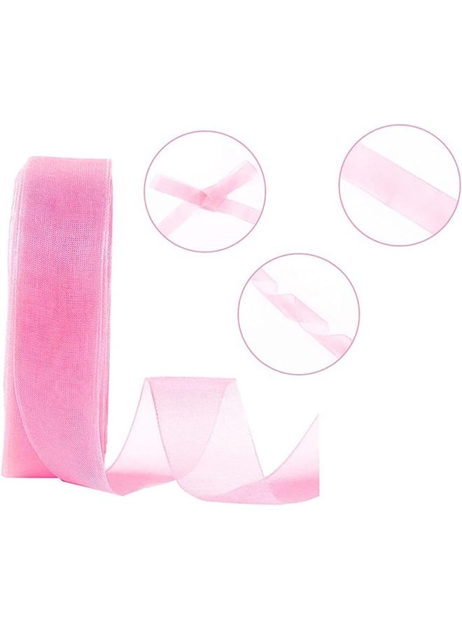 Generic 2 Rolls Organza Satin Ribbon Transparent Chiffon Ribbon for Wrapping  - Image 5