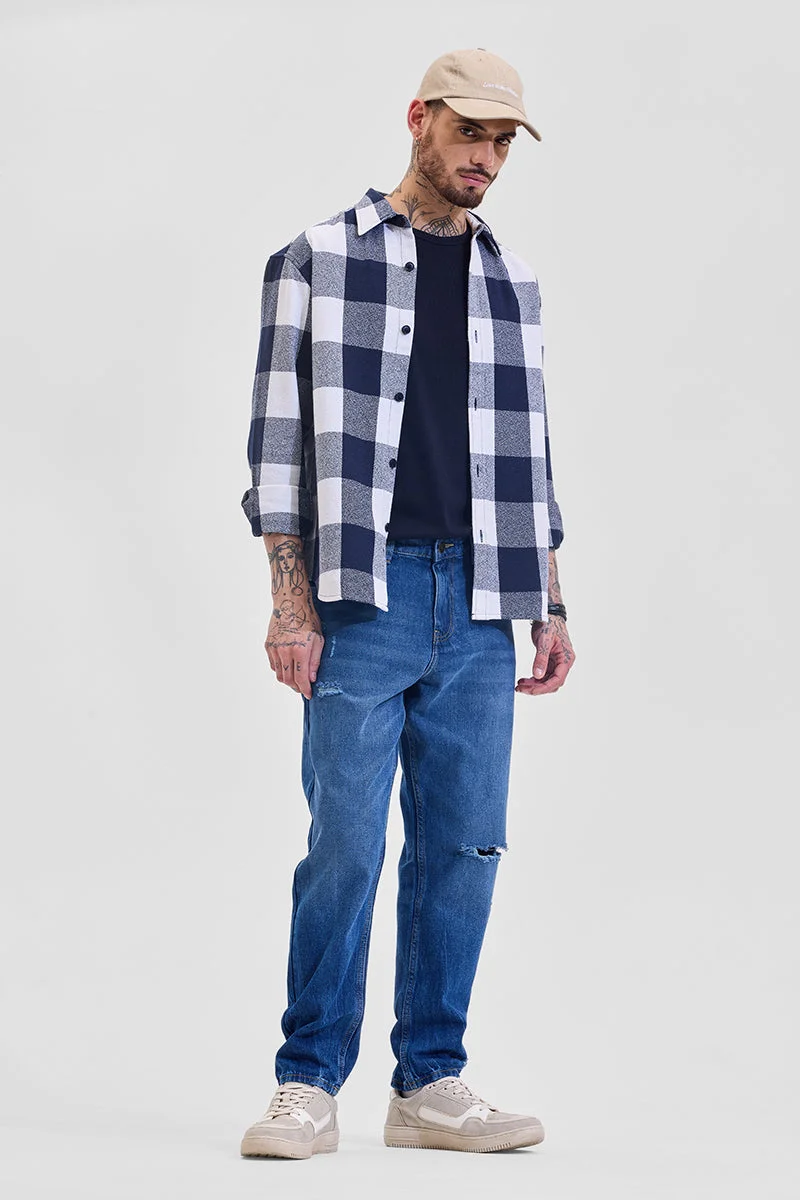 SNITCH Blue Blue Solid Wide Leg Streetwear Jeans for Men | Best Price UAE
