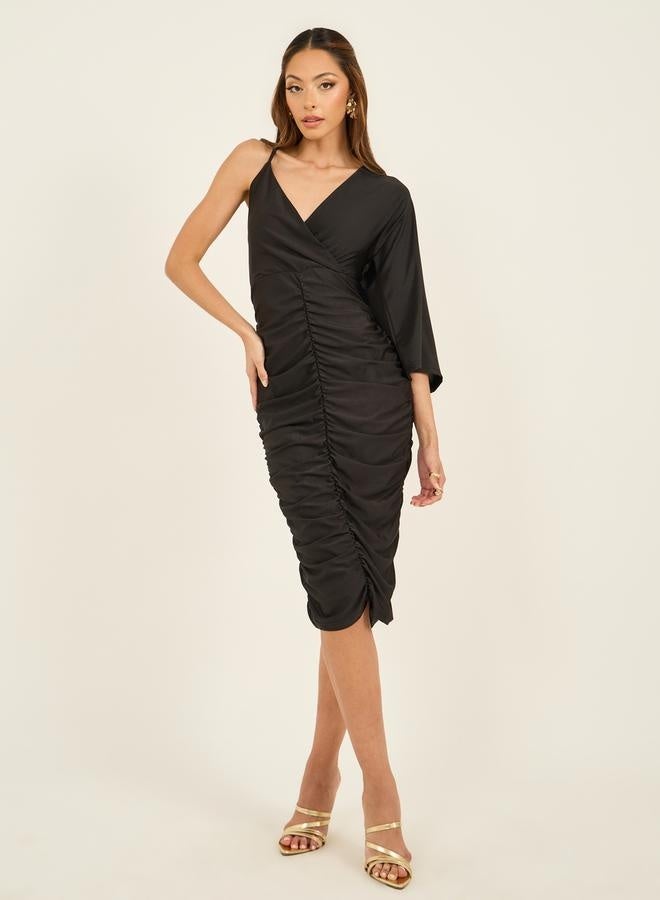 ستايلي فستان بتصميم غير متماثل مع كسرات - Image 2