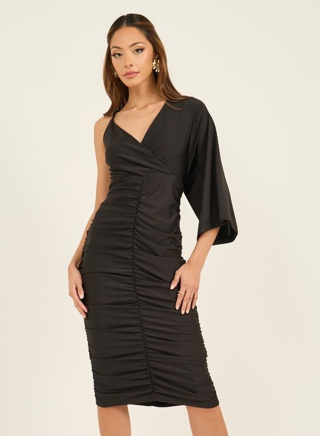 ستايلي فستان بتصميم غير متماثل مع كسرات - Image 3