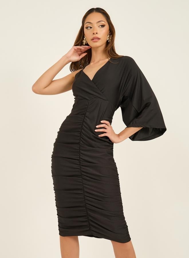 ستايلي فستان بتصميم غير متماثل مع كسرات - Image 4