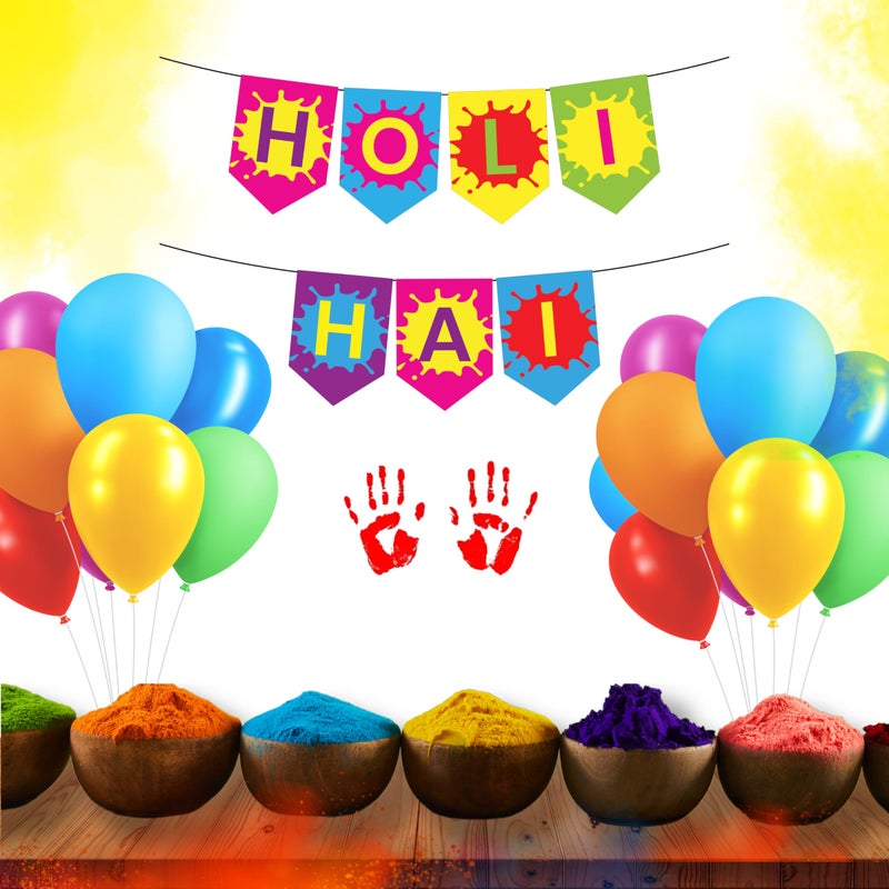 1iAM Happy Holi Decoration Combo Pack of 32 - 1pc "HOLI HAI" Banner, 30pcs Balloons & 1pc Arch | 14th March Decoration Items for Home, Office, Club, School, College, Restaurant, Apartment, Society - Image 4