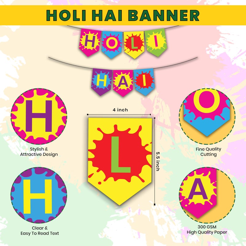 1iAM Happy Holi Decoration Combo Pack of 32 - 1pc "HOLI HAI" Banner, 30pcs Balloons & 1pc Arch | 14th March Decoration Items for Home, Office, Club, School, College, Restaurant, Apartment, Society - Image 5