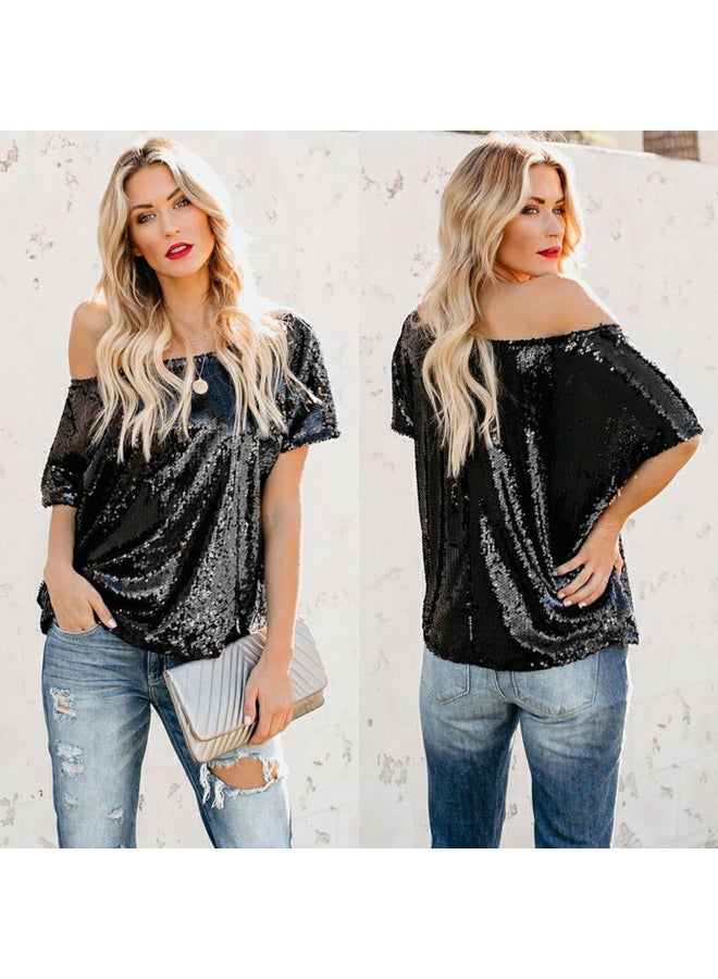 فاشون جروب بلوزة ترتر مبطنة سوارية