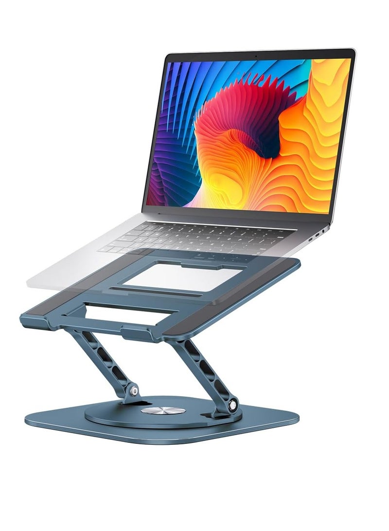 AOEVI Adjustable Laptop Stand with 360 Rotating Base, Computer Stand for Laptop Ergonimic Foldable Laptop Riser for Desk Compatible with MacBook Pro/Air Notebook up to 16 Inches, Navy  - Image 1