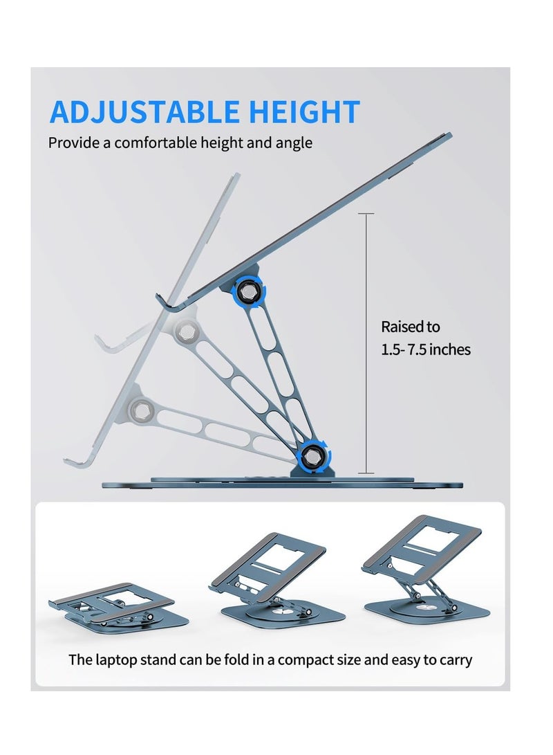 AOEVI Adjustable Laptop Stand with 360 Rotating Base, Computer Stand for Laptop Ergonimic Foldable Laptop Riser for Desk Compatible with MacBook Pro/Air Notebook up to 16 Inches, Navy  - Image 4