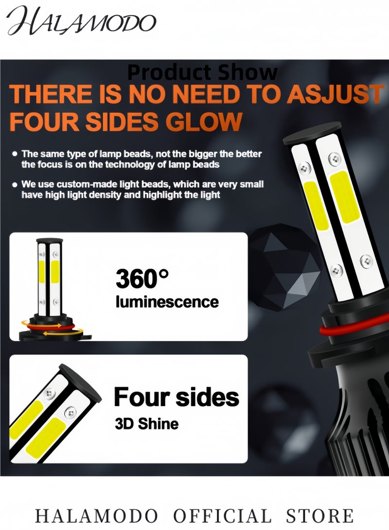 Halamodo 2PCS Car LED Light Super Bright Auto Fog Light Plug & Play High and Low Beam Bulb Waterproof Headlight Replacement Lighting Car Accessories - Image 3