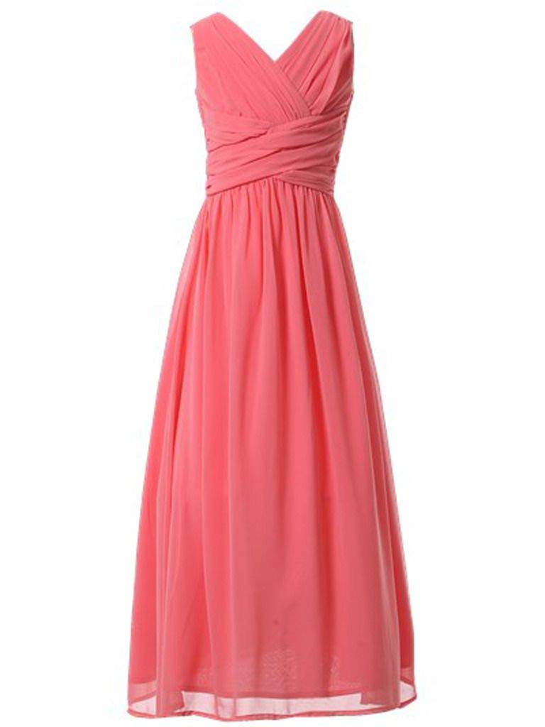 Happy Rose Flower Girl's Dress Party Dresses Juniors Long Bridesmaid Dress Coral 16 - Image 2