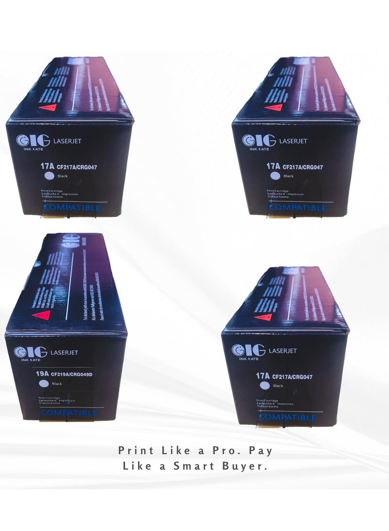 IG Compatible Toner & Drum Combo – 3x CF217A / CRG047 Toners + 1x CF219A / CRG049 Drum – For HP and Canon Printers – Up to 1600 Pages per Toner - Image 2