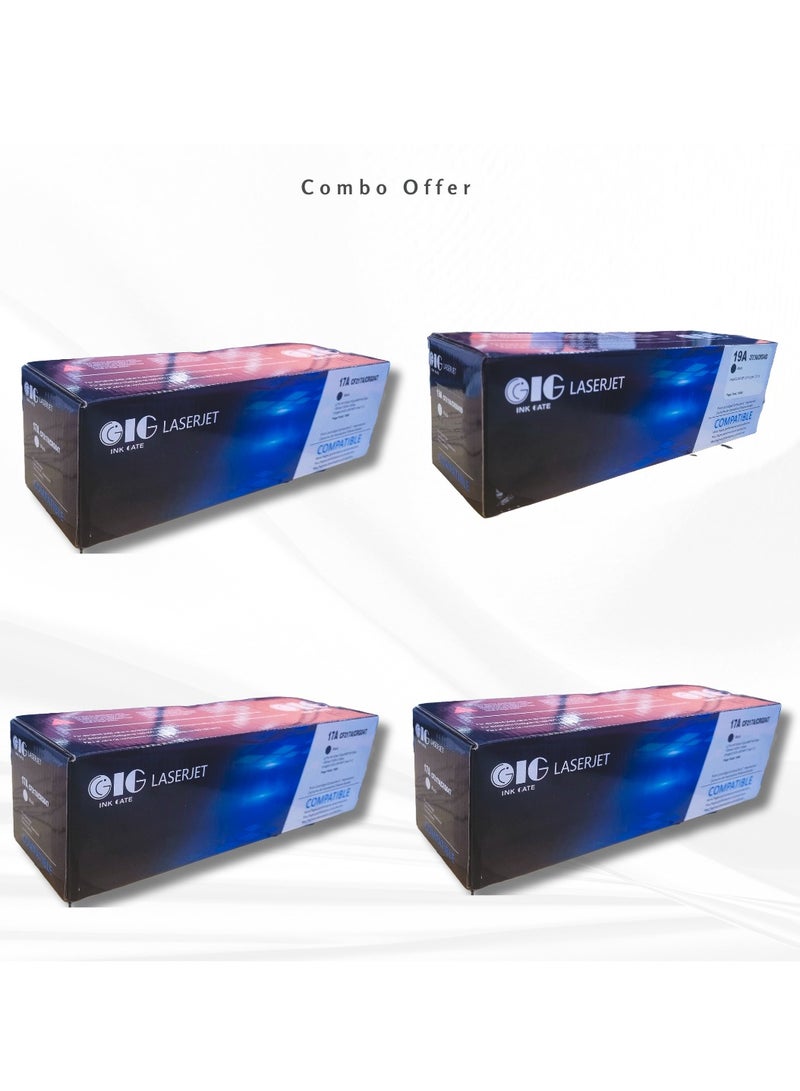 IG Compatible Toner & Drum Combo – 3x CF217A / CRG047 Toners + 1x CF219A / CRG049 Drum – For HP and Canon Printers – Up to 1600 Pages per Toner - Image 1