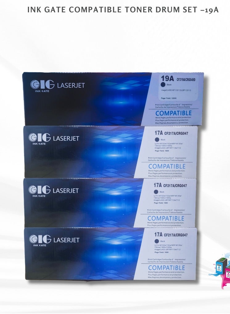 IG Compatible Toner & Drum Combo – 3x CF217A / CRG047 Toners + 1x CF219A / CRG049 Drum – For HP and Canon Printers – Up to 1600 Pages per Toner - Image 4