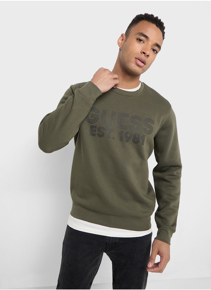 GUESS Crew Neck Logo Detailed Sweatshirt  - Image 1