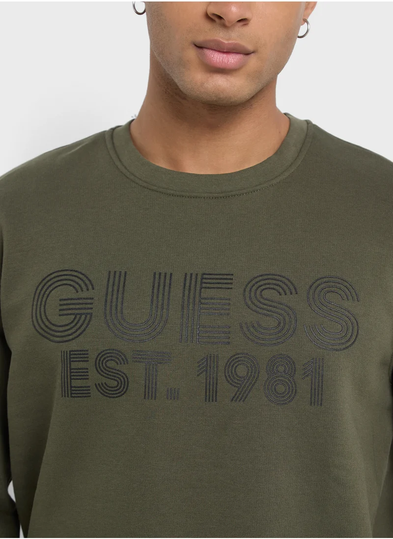 جس Crew Neck Logo Detailed Sweatshirt