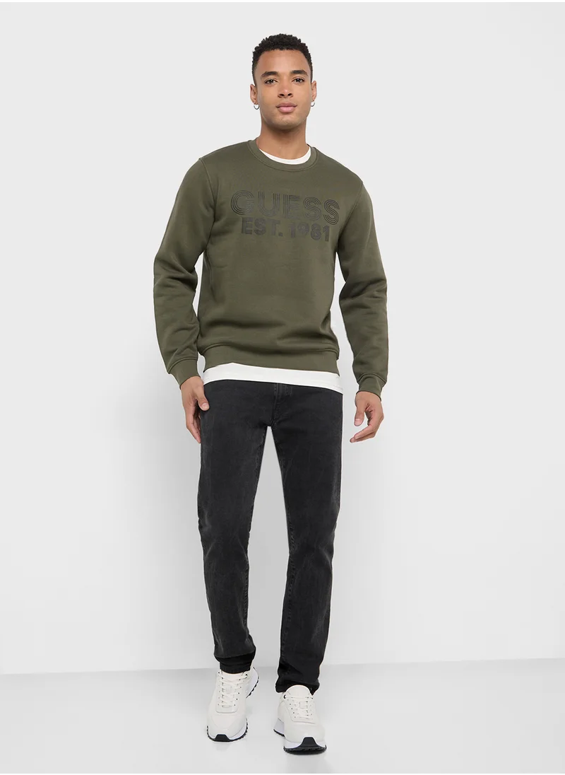 جس Crew Neck Logo Detailed Sweatshirt