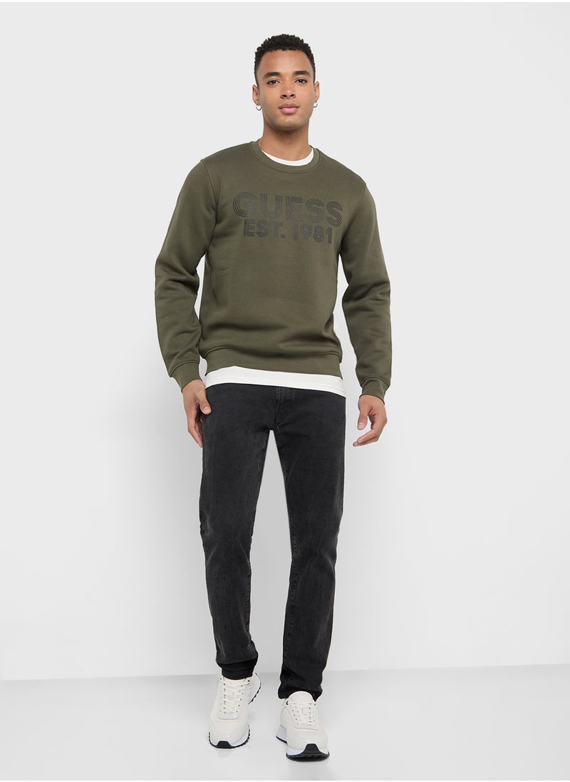GUESS Crew Neck Logo Detailed Sweatshirt  - Image 4