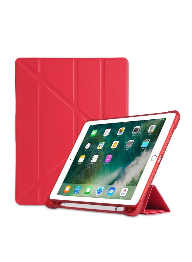 NIBEMINENT Protective Case Cover With Wallet Card Slot For Apple iPad 9.7 (2018) / inch (2017) Red 