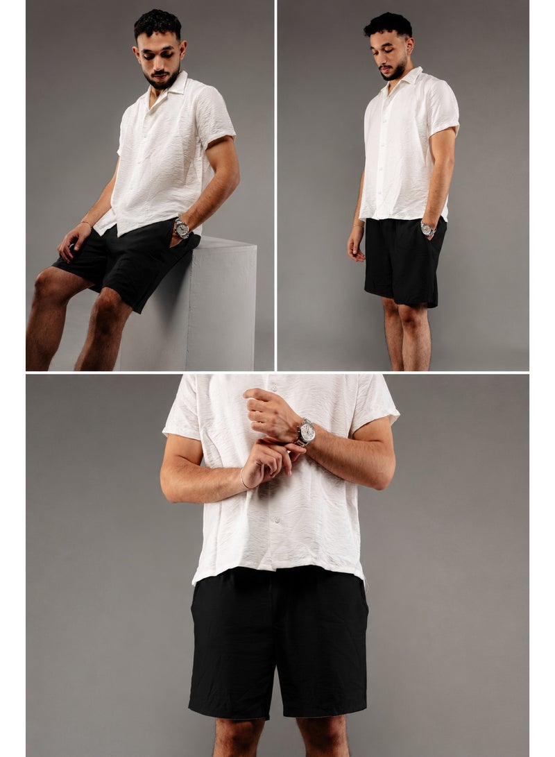 Linen short for men available in (beige , black & white) - Image 3