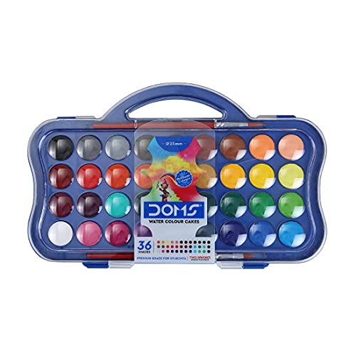 Doms 36 Shades 30mm Water Colour Cakes | Easy to Use Palette Lid | Organic Rich Colour Pigments | Free Brush Inside | Non-Toxic & Safe for Kids | Pack of 1 - Image 3