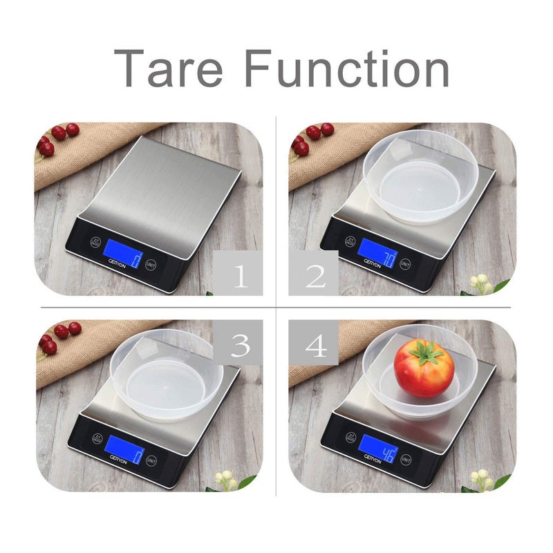BLAPOXE Electronic Kitchen Scale 33 lb15kg Capacity Multifunction Accurate Food Weighing Scale Stainless Steel Large Capacity Kitchen Scale for Baking Cooking Tare Function - Image 5