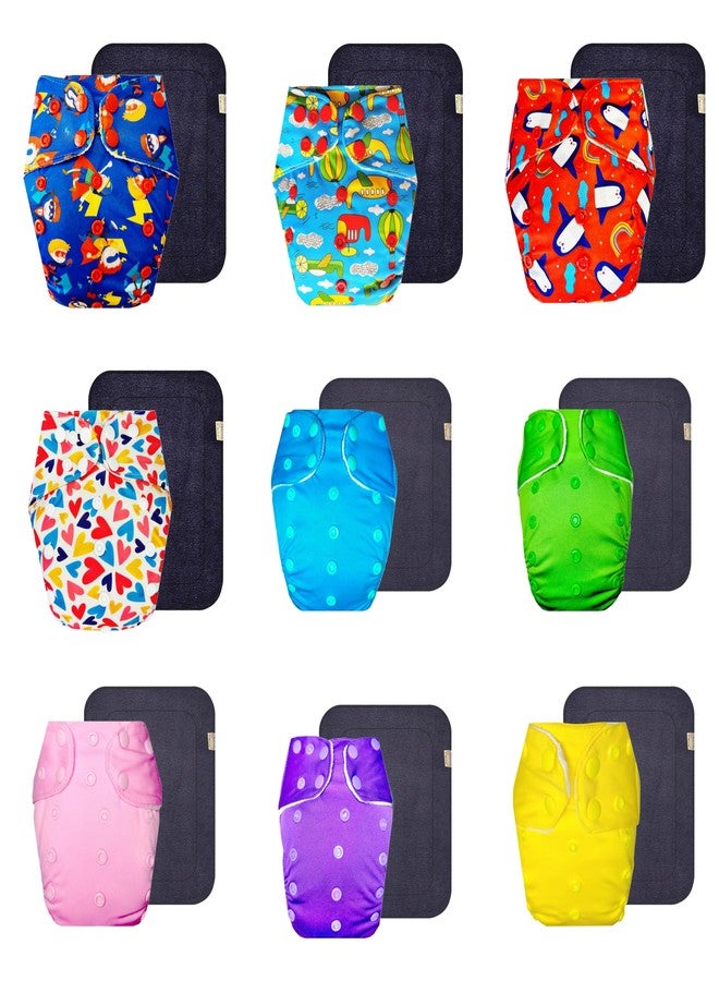 Dumbledo Premium Cloth Diaper with Black Insert (Pack of 9) | Soft & Gentle | Leakproof | Travel Friendly | Perfect for Indian Summers | 3 Months - 3 Years | Unisex Baby - Image 1