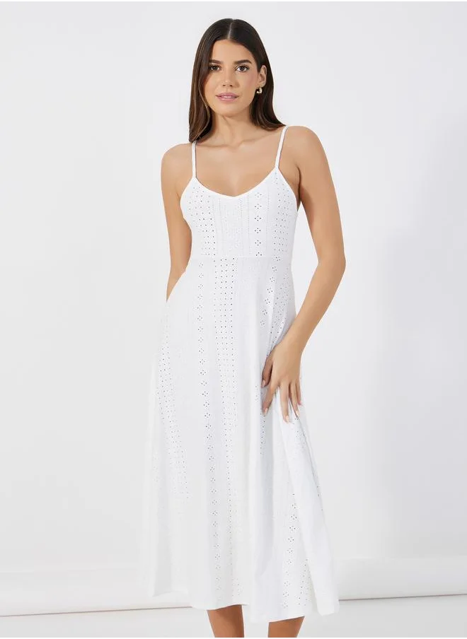 Styli Jersey Schiffli Slip Dress