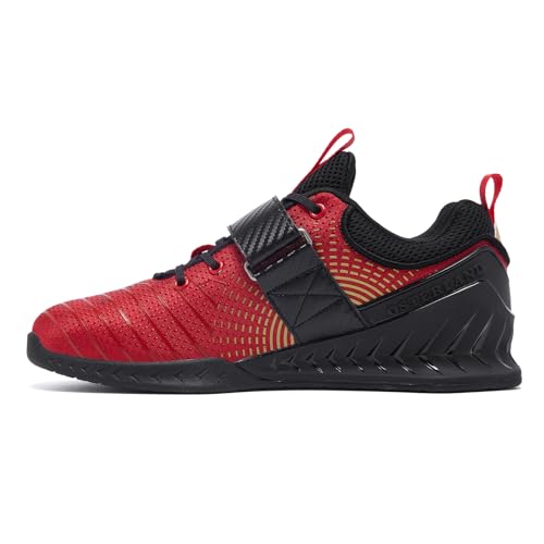 Osterland Weightlifting Shoes: High-Performance Footwear for Gym Powerlifting, Specifically Designed for Heavy Lifting, Deadlifting, Weight Training, Squat Shoes for Men Women Black/Red - Image 3
