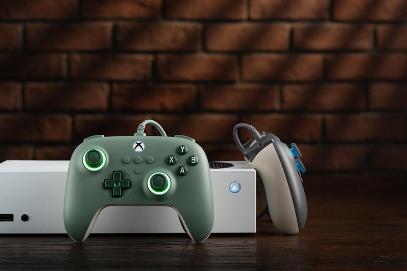 8Bitdo Ultimate C Wired Controller for Xbox with Hall Effect Joysticks and Triggers, RGB Lighting Fire Ring, Compatible with Xbox Series X|S, Xbox One, Windows 10/11- Officially Licensed (Dark Green)