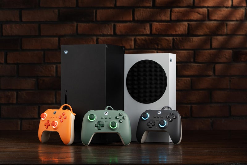 8Bitdo Ultimate C Wired Controller for Xbox with Hall Effect Joysticks and Triggers, RGB Lighting Fire Ring, Compatible with Xbox Series X|S, Xbox One, Windows 10/11- Officially Licensed (Dark Green)