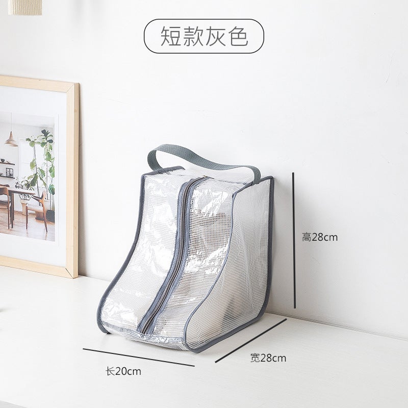 Transparent Moistureproof Boot Storage Bag Short Gray (28*20*28) suitable for short boots, low boots