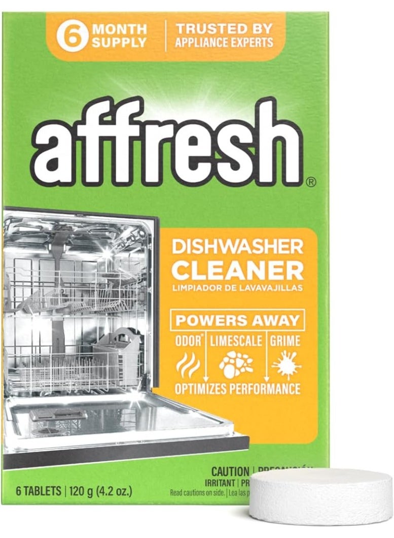 Affresh منظف غسالة الصحون أفريش، يساعد في إزالة الترسبات الكلسية والرواسب المسببة للرائحة، 6 أقراص - Image 1