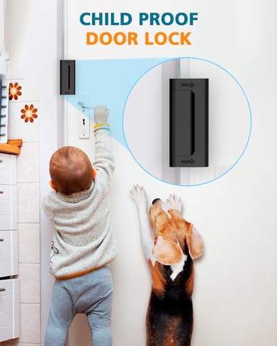WINONLY Home Security Door Reinforcement Lock - Child Proof Door Locks for Front Door Child Safety Lock High Door Locks for Kids Safety Withstand 800 lbs Top Flip Door Latch Lock for Inward Swinging Door - Image 4