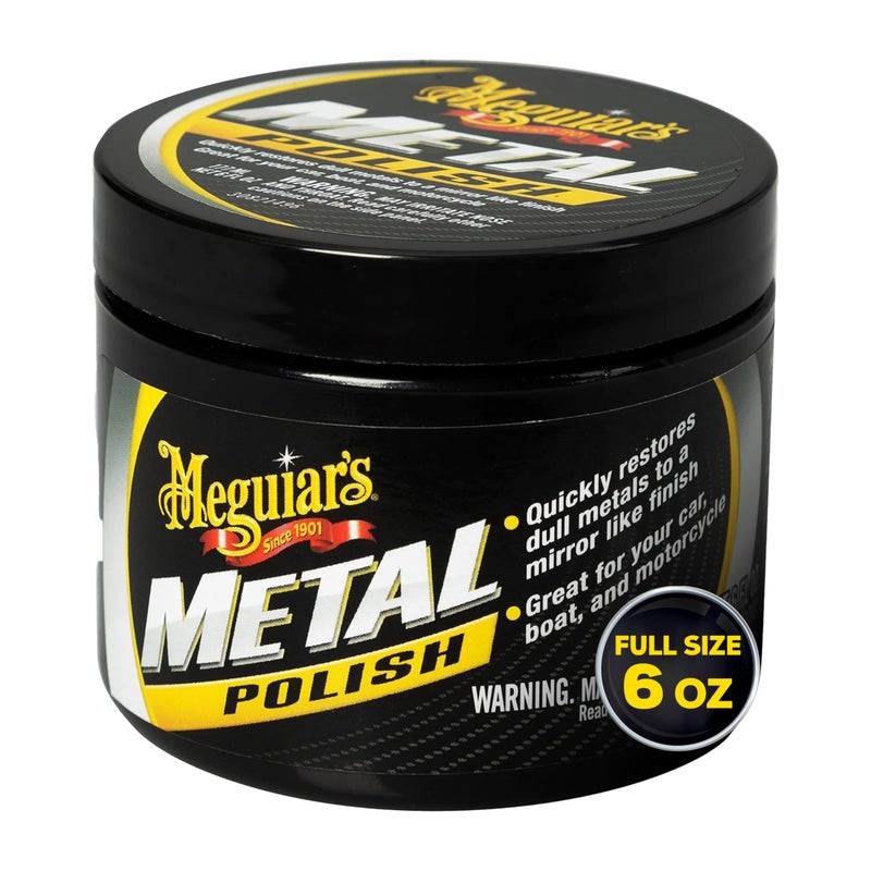 Meguiar's G211606 Metal Polish, Safe for All Uncoated Metals, Removes Stains and Swirls for a Quick and Easy Clean, Restores Shine, Pairs Well with Our Wheel Polisher Tool, 6 Oz - Image 1