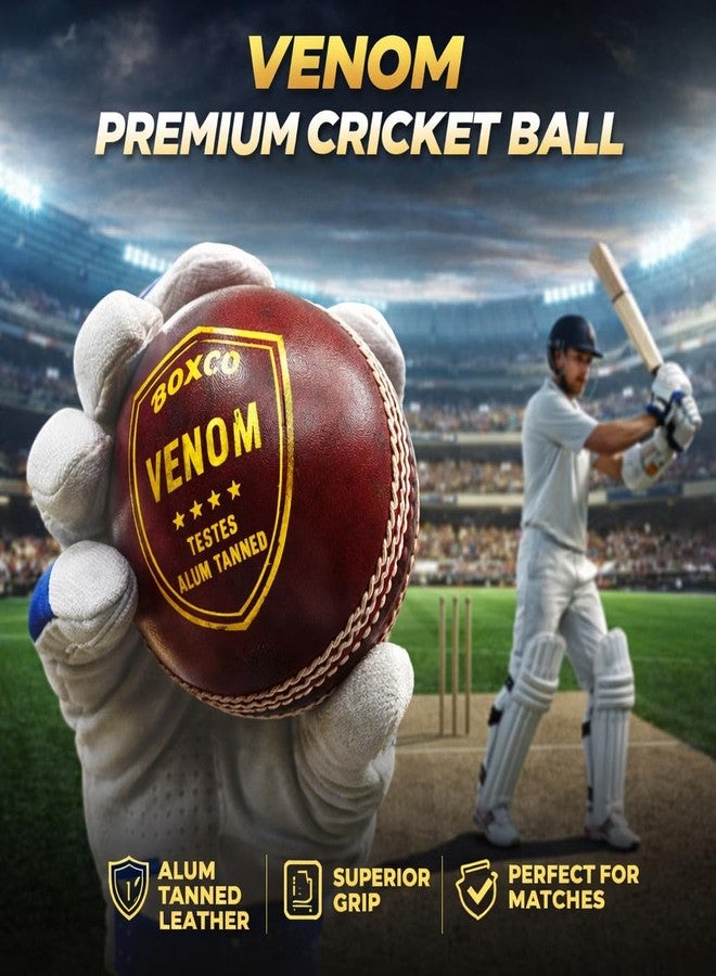 BOXCO Hand Made Cricket Leather Ball Pack of 6 Venom Red Ideal for Club T20 One Day and Test Matches Durable Four Piece Hand Stitched with Excellent Grip (Pack of 6) - Image 2