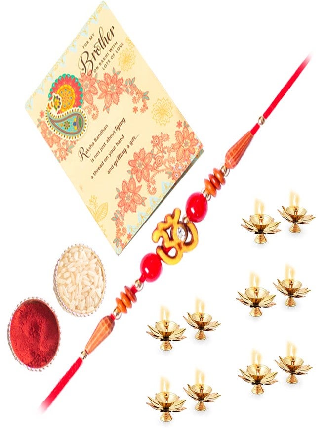 ARCHIES Rakhi for Brother on Rakshabandhan | Diya Combo Set with 1 Special Rakhi for Bhaiya/Bro/Bhai with Card (Pack of 4) AR-102 - Image 1
