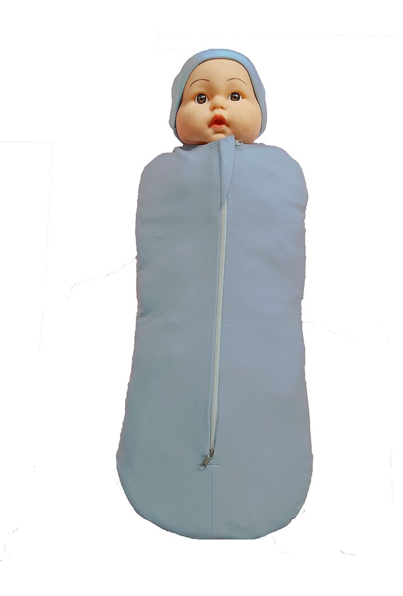 MammaChamp New Born Baby Zip POD with CapSwaddleSpandex Sleeping BagSack BlanketsPlain Grey Color 04Months Pack of 1 - Image 1